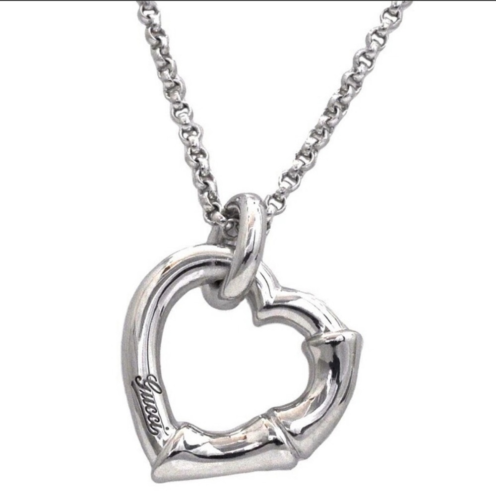 GUCCI Necklace Silver heart Bamboo